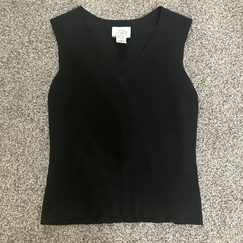 LOFT Black V-Neck Tank Top
